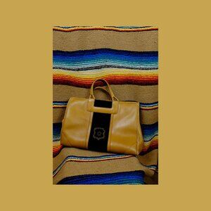 Womens vintage leather purse handbag tote shoulder bag tan